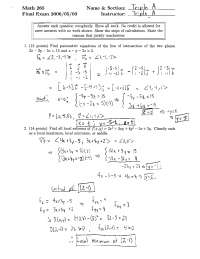 Final Exam with Solution - Calculus III | MATH 265 - Docsity