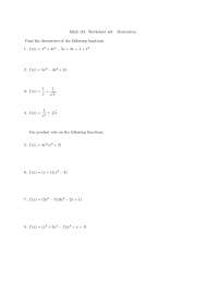 Derivatives - Worksheet #3 | Calculus and Modeling for Life Sciences I ...