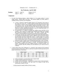 Principles of Statistics - Assignment 11 Questions | STAT 101 - Docsity