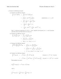 Test 2 Practice Problems - Calculus II | MATH 142 - Docsity