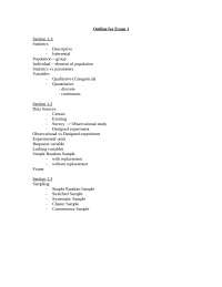 Introduction to Statics - Exam 1 | STAT 104 - Docsity