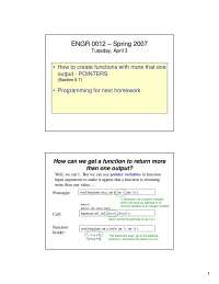 Pointers - Introduction to Engineering Computing | ENGR 0012 - Docsity