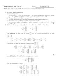 Practice Test 1 Solutions - Linear Algebra | MATH 700 - Docsity