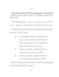 Bounded Variable Primal Simplex Algorithm | IOE 510 - Docsity