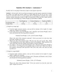 Principles of Statistics - Practice Laboratory 7 | STAT 101 - Docsity