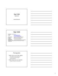 Review Sheet for Exam - Introduction to Statistics | STAT 104 - Docsity