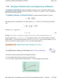 Constant Acceleration and Equations of Motion - Lecture Notes | Phys ...