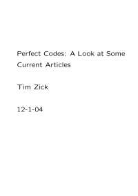 Perfect Codes: A Look at Some Current Articles - Lecture Slides | MATH ...