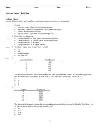Principles of Microeconomics - Practice Exam 2 | ECON 101 - Docsity