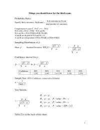 Review Sheet for Exam 3 - Principles of Statistics | STAT 101 - Docsity