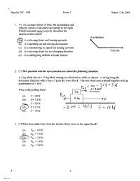 Fundamentals of Physics I - Exam 1 Solved Questions | PHYS 207 - Docsity