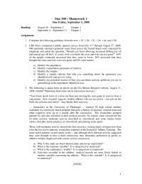 Introduction to Statistics - Homework 1 Practice | STAT 104 - Docsity