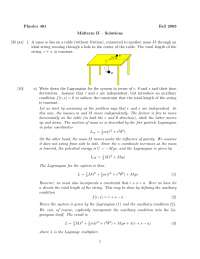 Midterm Exam 2 Solutions - Intermediate Mechanics | PHYSICS 401 - Docsity