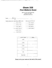 Solutions Key to Midterm Exam - Organic Chemistry II | CHEM 332 - Docsity