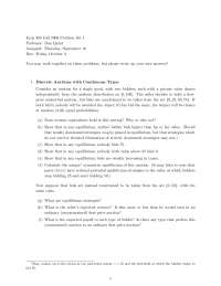 Advanced Microeconomic Theory I - Problem Set 1 | ECON 805 - Docsity