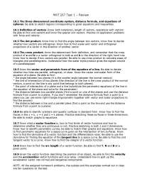 Calculus for Engineers III Test 1 Review | MAT 267 - Docsity