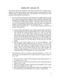 Laboratory 10 - Introduction to Statistics | STAT 104 - Docsity