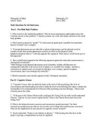 Study Questions for Final Exam - Philosophy of Mind | PHILOS 132