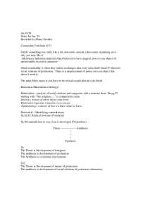 Commodity Fetishism - Social Theory - Class Notes | SOC 0150