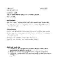 Properties of Water - Limnology - Lecture Notes | BIOL 362