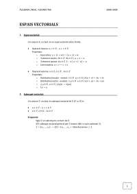 ESPAIS VECTORIALS Espai vectorial Subespai vectorial Base