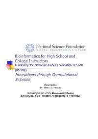 Bioinformatics for High School and College Instructors - Lecture Slides | BSC 692