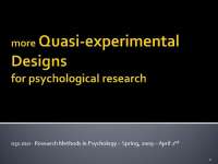 Research Methods in Psychology: Quasi-Experimental Designs and Interrupted Time Series - P
