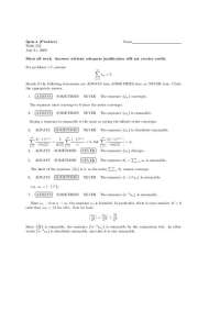 Quiz 4: Convergence and Summability of Sequences and Series in Math 253