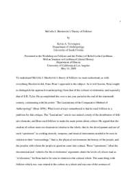Melville J. Herskovits Theory of Folklore - Lecture Notes | GERMAN 0270