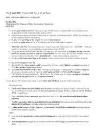 From a Cold War to a Cold Peace - Notes | KOREA 0105A
