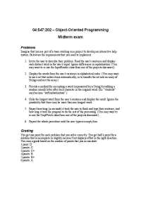 6 Problems in Midterm Exam - Object Oriented Programming | 547 202