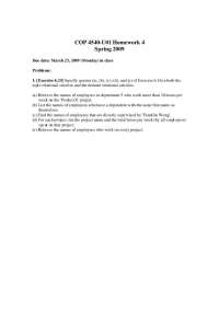 COP 4540-U01 Homework 4 - Database Queries - Prof. Shu-Ching Chen