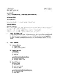Lake Distribution, Origin and Morphology - Lecture Notes | BIOL 362
