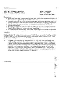 Take-Home Exam: Psychological Research II - Exam 2
