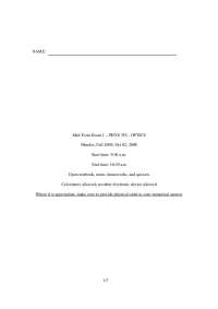Midterm Exam 1 for Optics - Fall 2008 | PHYS 355