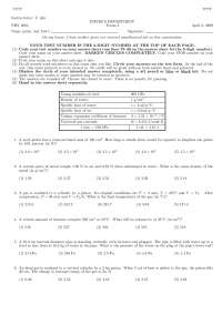 10 Multiple Choice Questions on Applied Physics I | PHY 2004 - Docsity