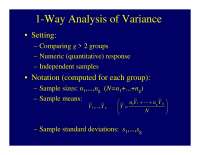 Way Analysis of Variance - Lecture Slides | STA 6127 - Docsity