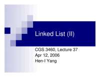 Homework 6, Linked List, Introduction to Preprocessor | CGS 3460 - Docsity