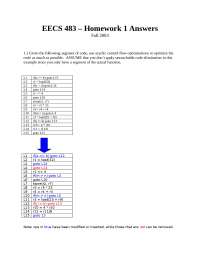 Solutions for Homework 1 - Compiler Construction | EECS 483 - Docsity
