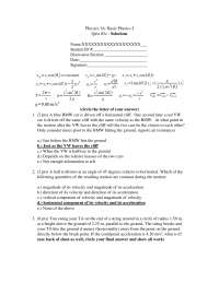 Quiz 3C Solutions for Basic Physics I | Physics 3 - Docsity