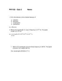 Major Concepts of Physics II - 3 Questions in Quiz 2 | PHY 102 - Docsity