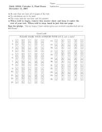 Final Exam with Answers - Calculus A - Fall 2007 | MATH 10350 - Docsity