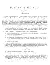 Practice Final Exam - General Physics | PHYS 24 - Docsity
