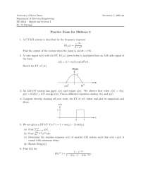 Midterm Exam for Signals and Systems 1 | EE 30344 - Docsity