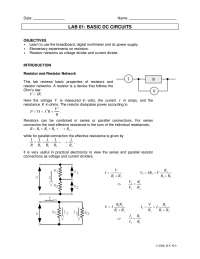 Basic DC Circuits - Laboratory 1 | PHY 4744C - Docsity