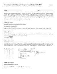 Final Exam Paper - Computer Logic Design | CDA 3201 | Exams Electrical ...