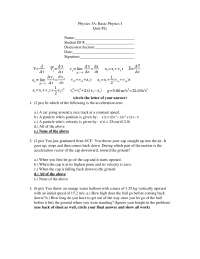 Questions for Quiz 2C - Basic Physics I | Physics 3A | Quizzes Physics ...