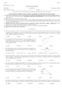 14 MCQs for Final Exam - Applied Physics I - Fall 2005 | PHY 2004 - Docsity
