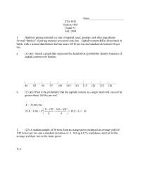 Exam I Solved for Engineering Statistics | STA 3032 - Docsity