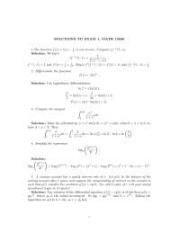 Solutions to Exam 1 - Calculus II | MATH 10560 - Docsity